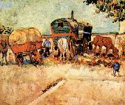 Vincent Van Gogh Encampment of Gypsies with Caravan oil painting on canvas